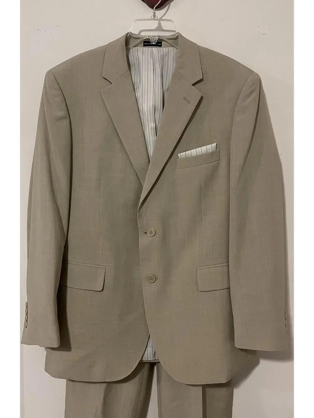 Stafford Mens 42R Beige Blazer Suit Jacket & 36x29 Classic-Fit Dress Pants AZZ10